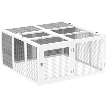 Foldable Rabbit Hutch, Indoor/Outdoor, Light Grey Wood