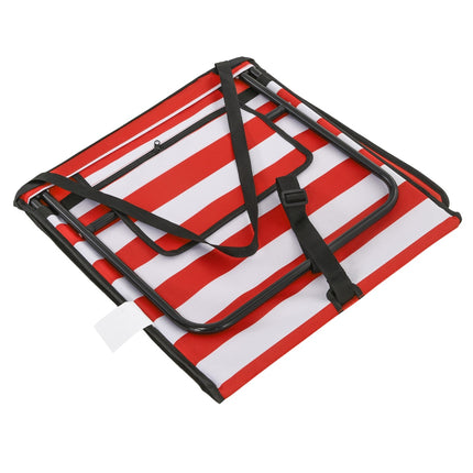 Foldable Red Beach Mat Set - Adjustable sun lounger, 142x51x40cm