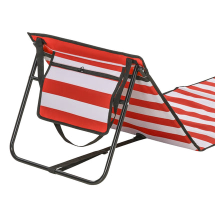 Foldable Red Beach Mat Set - Adjustable sun lounger, 142x51x40cm