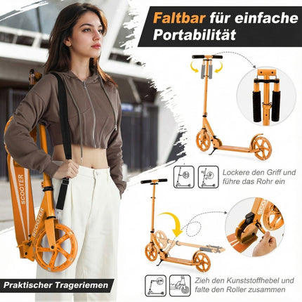 Foldable Scooter with LED Wheels, Adjustable Height, 110kg Capacity