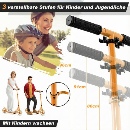 Foldable Scooter with LED Wheels, Adjustable Height, 110kg Capacity