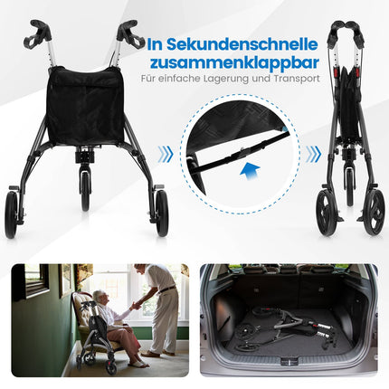 Foldable Senior Walker – Lightweight Aluminum, 20cm Wheels