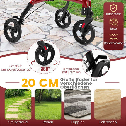 Foldable Senior Walker – Lightweight Aluminum, 20cm Wheels