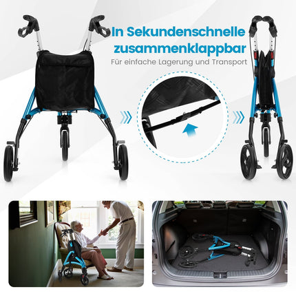 Foldable Senior Walker – Lightweight Aluminum, 20 cm Wheels