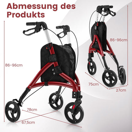 Foldable Senior Walker – Lightweight Aluminum, 20cm Wheels