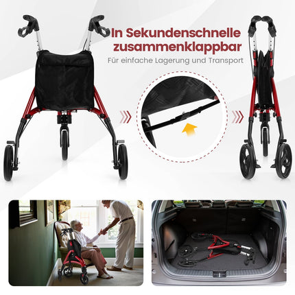 Foldable Senior Walker – Lightweight Aluminum, 20cm Wheels