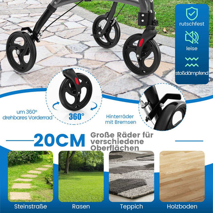 Foldable Senior Walker – Lightweight Aluminum, 20cm Wheels