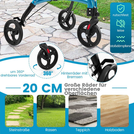 Foldable Senior Walker – Lightweight Aluminum, 20 cm Wheels
