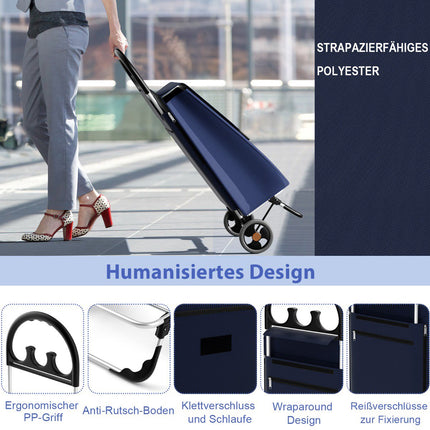 Foldable Shopping Cart, 70L Detachable Bag, Aluminum