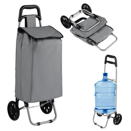 Foldable Shopping Cart with 35L Waterproof Bag, Grey
