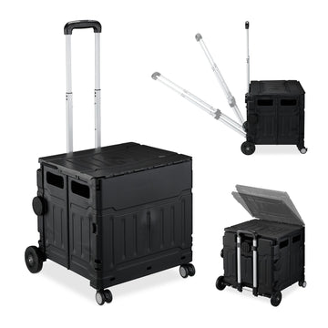 Foldable Shopping Cart with Lid and Telescopic Handle