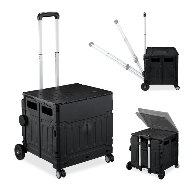 Foldable Shopping Cart with Lid and Telescopic Handle