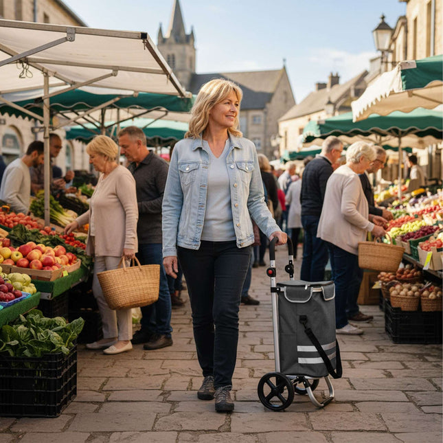 Foldable Shopping Trolley, 45L, Cooler Bag, 35kg Capacity