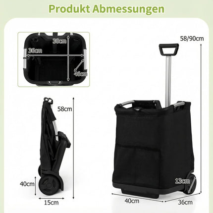 Foldable Shopping Trolley, 50L Capacity, Adjustable Handle
