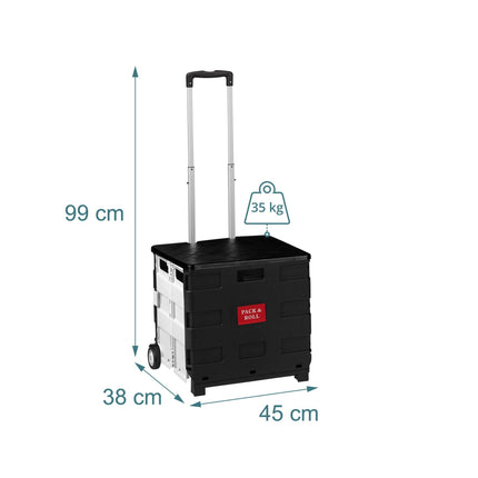 Foldable Shopping Trolley, 50L Capacity, White