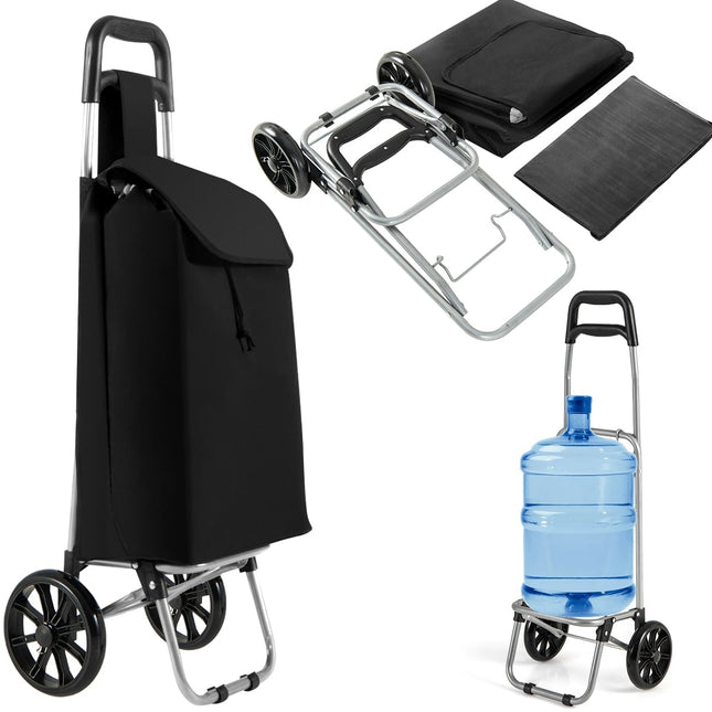 Foldable Shopping Trolley with 35L Detachable Bag, Black