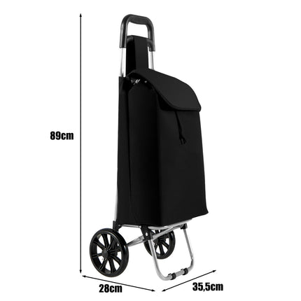 Foldable Shopping Trolley with 35L Detachable Bag, Black