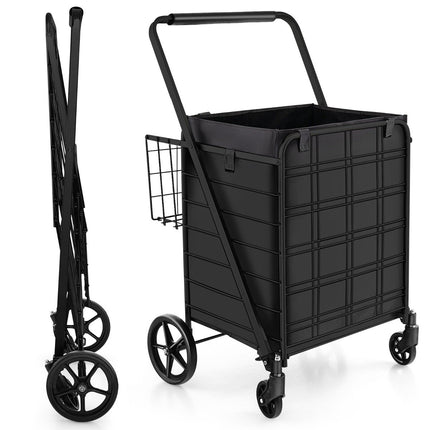 Foldable Shopping Trolley with Removable Oxford Bag, Black