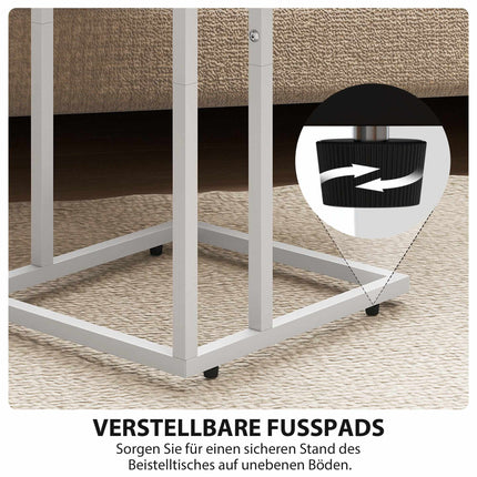 Foldable Side Table with USB Charging Ports, Metal, 39x29x57 cm