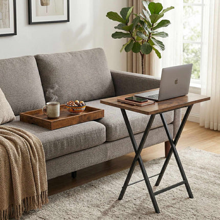 Foldable Sofa Side Table – Removable Tray, Industrial