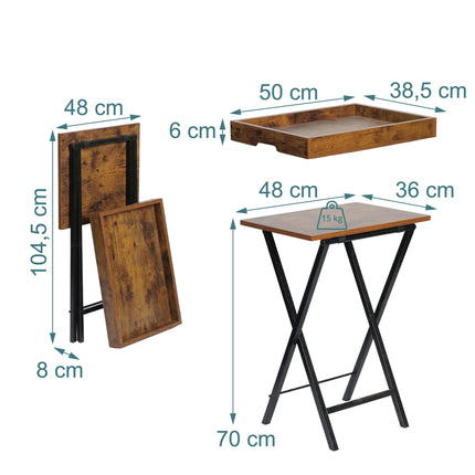 Foldable Sofa Side Table – Removable Tray, Industrial