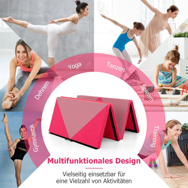 Opvouwbare zachte vloermat Draagbare gymnastiekmat Yogamat 240 x 117 x 5 cm Roze