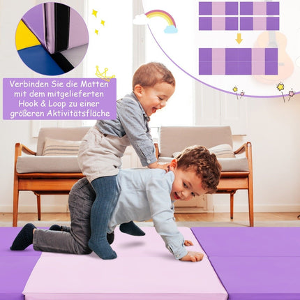 Foldable Soft Floor Mat with 2 Handles Non-Slip Gymnastics Mat 180 x 60 x 5 cm Purple + Pink