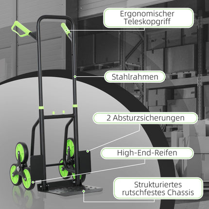Foldable Stair Climbing Hand Truck, Steel Frame, 120kg Capacity