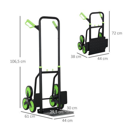 Foldable Stair Climbing Hand Truck, Steel Frame, 120kg Capacity