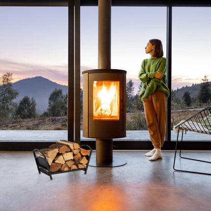Foldable Steel Firewood Basket with Handles