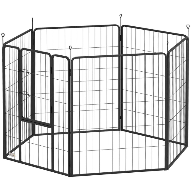 Foldable Steel Pet Playpen, 6 Panels, Grey