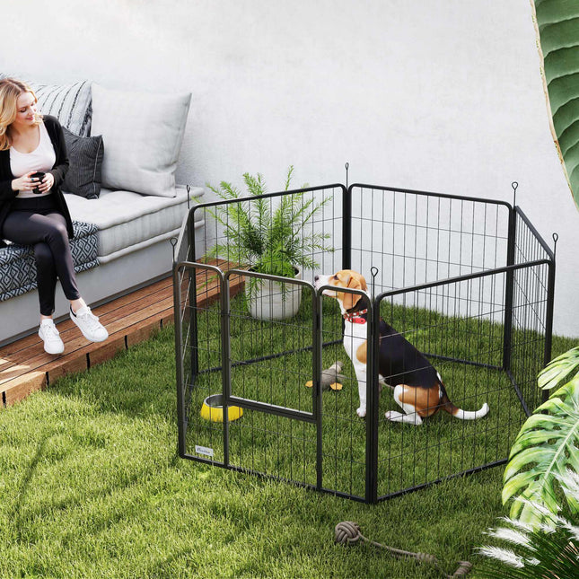 Foldable Steel Pet Playpen, 6 Panels, Grey
