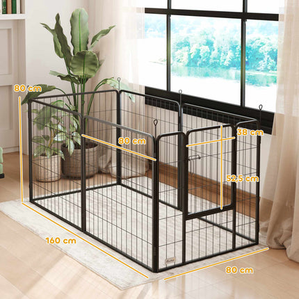 Foldable Steel Pet Playpen, 6 Panels, Grey