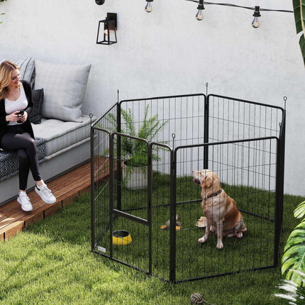 Foldable Steel Pet Playpen, 6 Panels, Grey