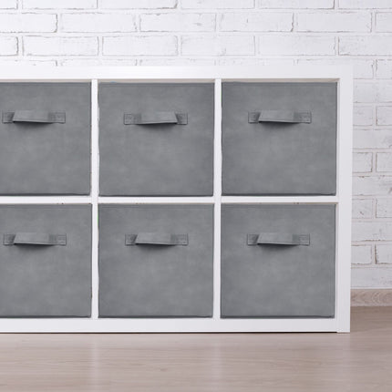 Foldable Storage Baskets, Set of 6 – Light Grey Fabric