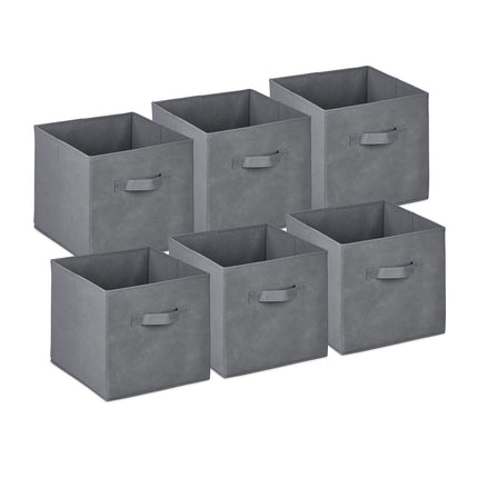 Foldable Storage Baskets, Set of 6 – Light Grey Fabric