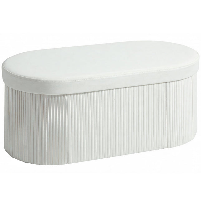Opvouwbare opbergbank met fluweellook, crème, 76x38x35 cm