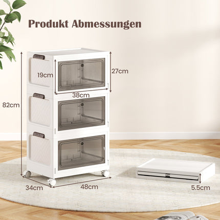 Foldable Storage Box Set with Lids, 3-Pack, 105L, White