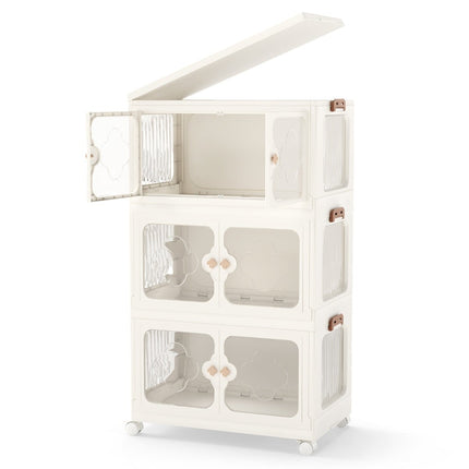 Foldable Storage Box with Lid, Wheels, 159L Capacity