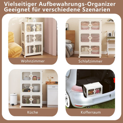 Foldable Storage Box with Lid, Wheels, 159L Capacity
