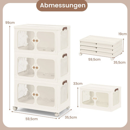 Foldable Storage Box with Lid, Wheels, 159L Capacity