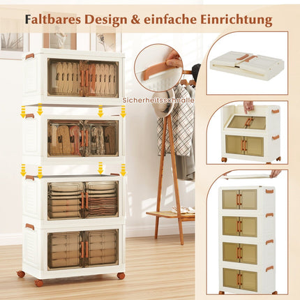 Foldable Storage Box with Wheels, Magnetic Doors, 280L Capacity