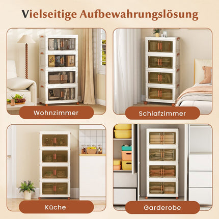 Foldable Storage Box with Wheels, Magnetic Doors, 280L Capacity