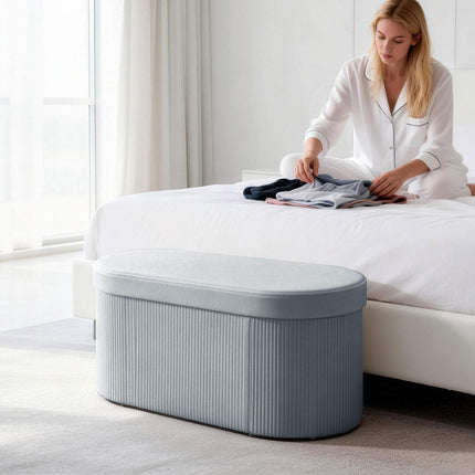 Foldable Storage Ottoman Bench, Dark Grey Velvet, 76x38x35 cm