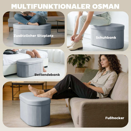 Foldable Storage Ottoman Bench, Dark Grey Velvet, 76x38x35 cm