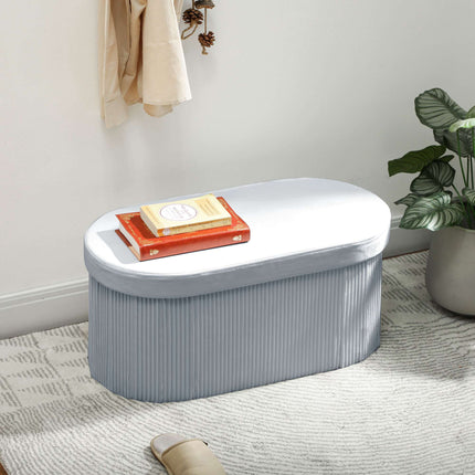 Foldable Storage Ottoman Bench, Dark Grey Velvet, 76x38x35 cm