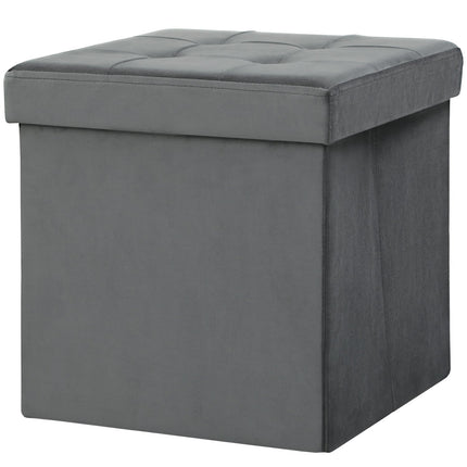 Foldable Storage Ottoman with Foam, MDF, Gray, 37.6L