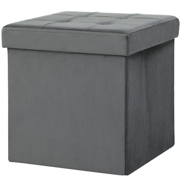 Foldable Storage Ottoman with Foam, MDF, Gray, 37.6L