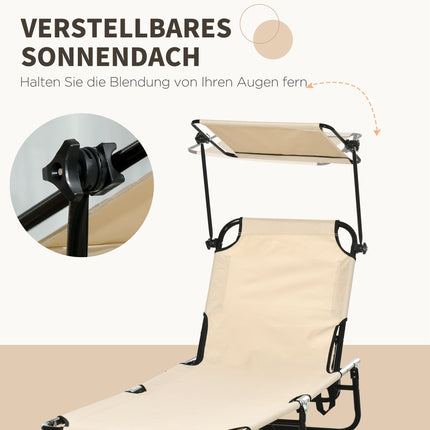 Foldable Sun Lounger Set with Canopy – 5-Position Recline