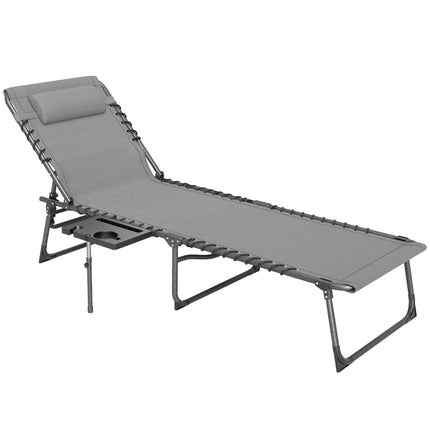 Foldable Sun Lounger with Adjustable Backrest & Pillow